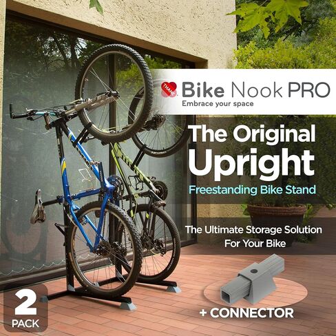 Bike Nook Bike Stand & Vertical Storage Rack With Connector (2 Pack), The Original Vertical Bicycle Floor Stand for Garage, Indoor and Outdoor Storage, Perfect Bike Accessories for Small Spaces in Kuwait