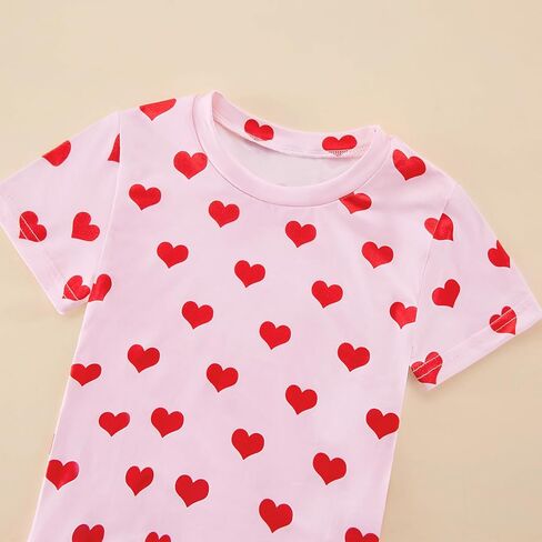 Toddler Baby Girl Valentines Day Outfit Heart Print T-Shirt Red Velvet Bell Bottoms Headband 3Pcs Clothes Set in Saudi Arabia