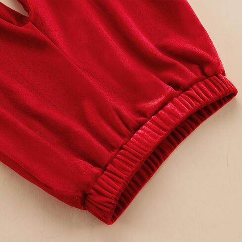 Toddler Baby Girl Valentines Day Outfit Heart Print T-Shirt Red Velvet Bell Bottoms Headband 3Pcs Clothes Set in Saudi Arabia