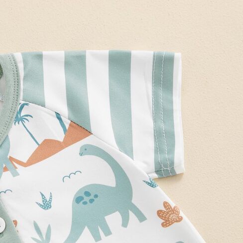 Toddler Baby Summer Jumpsuit Casual Dinosaur Print O Neck Button Romper Short Sleeve Newborn Boy Girl Cute Clothes in Kuwait