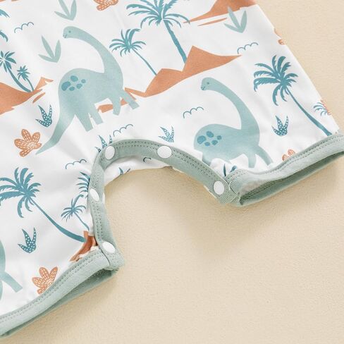 Toddler Baby Summer Jumpsuit Casual Dinosaur Print O Neck Button Romper Short Sleeve Newborn Boy Girl Cute Clothes in Kuwait
