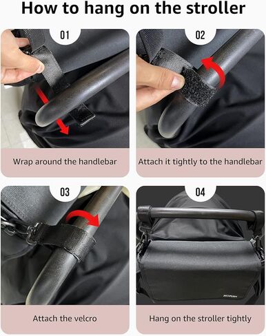 HOFISH 2 in 1 Baby Stroller Organizer & Portable Baby Bag，Neoprene Material Diaper Storage & Adjustable Straps,Safe & Secure,Universal Accessories Fits Most Strollers (BlackA) in Saudi Arabia