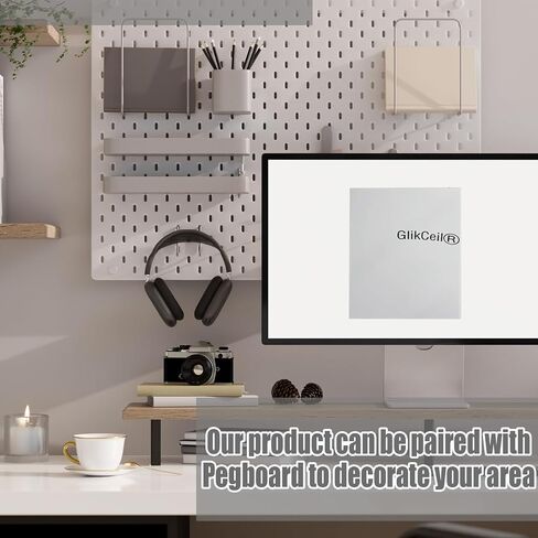 12 Pcs Pegboard Hooks, 6 x 9.5 Centimeters, Pegboard Accessories Compatible with IKEA Skadis Pegboard, Long Pegboard Hooks Set Metal Storage Tool Waterproof Home Office Indoor Supply (White) in Saudi Arabia