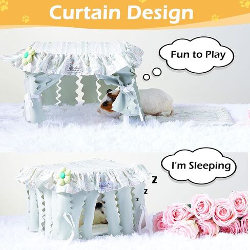 Guinea Pig Hideout, Guinea Pig Bed with Mat Curtain, Machine Washable Sturdy Guinea Pig House Hide Habitat Hut, Guinea Pig Toys for Cage, Rat Bed for Small Animal Hamster, Hedgehog, Rats in Saudi Arabia