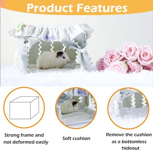 Guinea Pig Hideout, Guinea Pig Bed with Mat Curtain, Machine Washable Sturdy Guinea Pig House Hide Habitat Hut, Guinea Pig Toys for Cage, Rat Bed for Small Animal Hamster, Hedgehog, Rats in Saudi Arabia