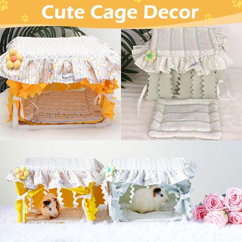 Guinea Pig Hideout, Guinea Pig Bed with Mat Curtain, Machine Washable Sturdy Guinea Pig House Hide Habitat Hut, Guinea Pig Toys for Cage, Rat Bed for Small Animal Hamster, Hedgehog, Rats in Saudi Arabia