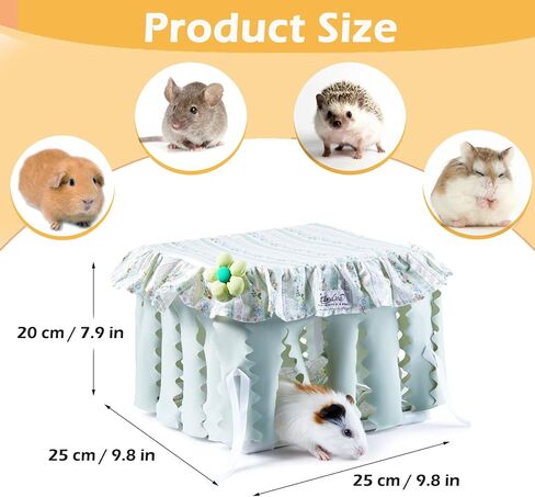 Guinea Pig Hideout, Guinea Pig Bed with Mat Curtain, Machine Washable Sturdy Guinea Pig House Hide Habitat Hut, Guinea Pig Toys for Cage, Rat Bed for Small Animal Hamster, Hedgehog, Rats in Saudi Arabia