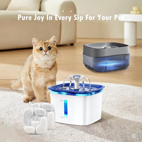 16 Pcs Set, 8 Replacement Filters & 8 Pre-Filter Sponges for Veken 67oz/2L, 95oz/2.8L, 135oz/4L Pet Fountain, Triple Filtration System Filter for Cat Water Fountain & Dog Water Dispenser in Kuwait