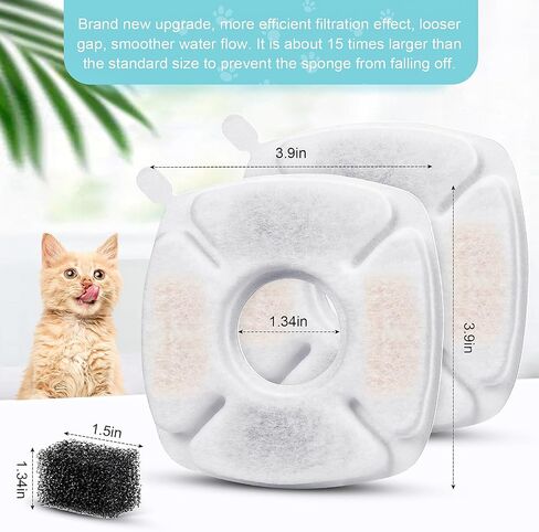 16 Pcs Set, 8 Replacement Filters & 8 Pre-Filter Sponges for Veken 67oz/2L, 95oz/2.8L, 135oz/4L Pet Fountain, Triple Filtration System Filter for Cat Water Fountain & Dog Water Dispenser in Kuwait
