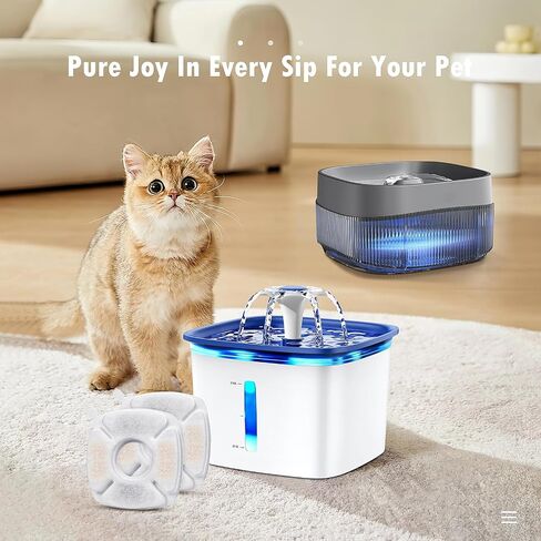 16 Pcs Set, 8 Replacement Filters & 8 Pre-Filter Sponges for Veken 67oz/2L, 95oz/2.8L, 135oz/4L Pet Fountain, Triple Filtration System Filter for Cat Water Fountain & Dog Water Dispenser in Kuwait