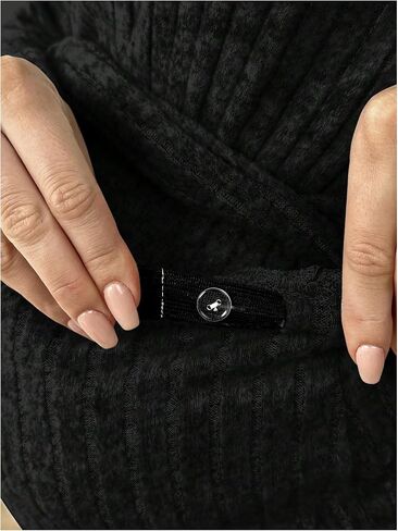 Women's 2 Piece Maternity Outfit Rib Knitted Asymmetrical Neck Belted T Shirt and Pants Matching Set Black Small in Saudi Arabia