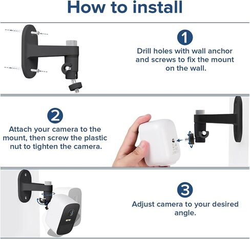 2 قطعة دعامة تثبيت على الحائط قابلة للتعديل متوافقة مع eufyCam 2C/2C Pro، 2/2 Pro، 3C/S300، 3/S330، لـ SoloCam C210/S220، دعامة تثبيت لنظام أمان منزلك بزاوية رؤية مثالية - أبيض in Kuwait