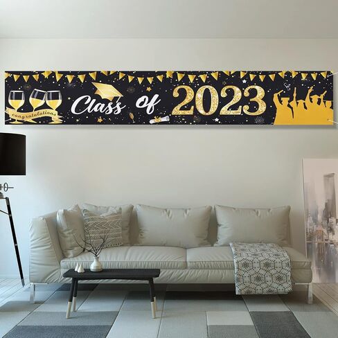 2024 Graduation Banner, Black Glitter Graduation Banner, Class of 2024 Graduation Decoration for Home College, High School Graduation Decoration in Saudi Arabia