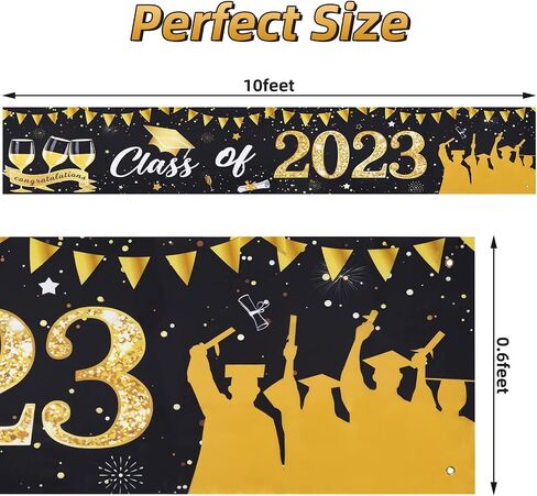 2024 Graduation Banner, Black Glitter Graduation Banner, Class of 2024 Graduation Decoration for Home College, High School Graduation Decoration in Saudi Arabia