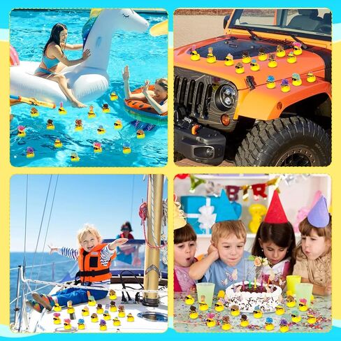 64 Pcs Rubber Ducks with Wig Black Frame Glasses Cute and Funny Little Rubber Ducks for Summer Pool Birthday Gifts Party Favors in Kuwait