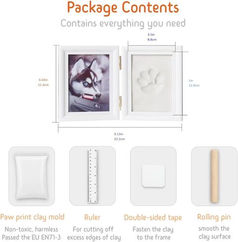 Dog Keepsake Paw Print Kit Picture Frame Pet-Safe Caly Mold Wooden Keepsake Frame and All Needed Tools, Designed for Fur Parents, a Sweet Gift to Keep Special Memory for Dog or Cat in Saudi Arabia
