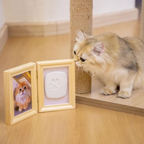 Dog Keepsake Paw Print Kit Picture Frame Pet-Safe Caly Mold Wooden Keepsake Frame and All Needed Tools, Designed for Fur Parents, a Sweet Gift to Keep Special Memory for Dog or Cat in Saudi Arabia