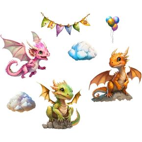 Large Baby Dragon Wall Decals Peel and Stick for Kids Room Decor, Dragon Wall Stickers for Kids Bedroom, Dragon Decals for Walls, Dragon Wall Art for Kids Girls, Dragon Pictures for Wall for Kids