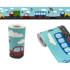 Traffic Car Wallpaper Border Self-Adhesive Wall Decor Sticker for Kids Room Nursery School Classroom