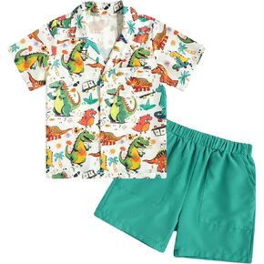 Belovecol Toddler Baby Boy Shorts Set Summer Hawaiian Outfits Lapel Collar Short Sleeve Shirt 2 Piece Print Sets 2-5T