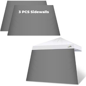 Hisinly 10x10 Canopy Sidewalls, 3 PCs Canopy Walls for Slant Leg Canopy Tent, Sun Protection and Waterproof, Grey(Sidewall Only)