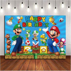 8x6ft Cartoon Coin Video Game Happy Birthday Theme Photography Backdrops Children Boys Birthday Party Decor Supplies Cake Table Decor Kids Shoot Photo Backgrounds Props in Kuwait