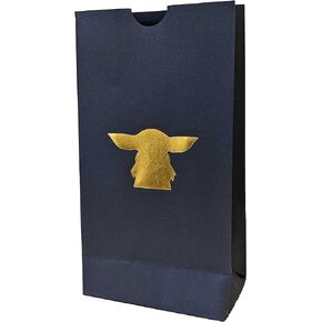 Think Green Fun Baby Wars Black Party Paper Favor Bags with Gold Foil Yoda Star Party // 24-Pack, 4.5 x 7.5 inches
