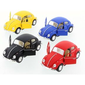 KiNSMART Classic Beetles, Matte Diecast Cars - Set of Four 5 inch Diecast Model Cars