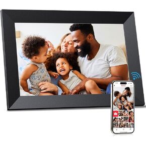 FRAMEO 10.1" Digital Picture Frame WiFi Smart Photo Frame Electronic Digital Picture Frames Load from Phone 1280x800 HD IPS Touch Screen,Auto-Rotate/Slideshow/Wall Mountable/Share Videos Photo-Black