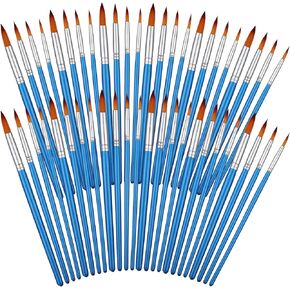 Sherr 48 Pcs Paint Brush Set Bulk Acrylic Brush Wood Paint for Detail Art Crafts Kids Artist Adult Watercolor Oil Face Body(1, 0.75, 0.5, 0.25 Inch,Flat Style)