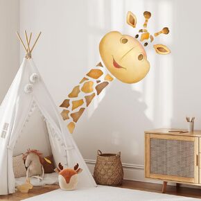 Giraffe Wall Decal,Colorful Animal Wall Stickers,Cute Giraffe Wall Decoration，Safari Animal Wall Stickers，Suitable for Kindergarten, Nursery, Boys and Girls Bedroom Wall Decoration
