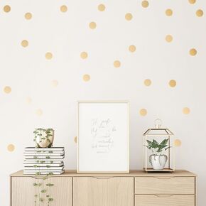 Easy Peel + Stick Gold Wall Decal Dots - 2 Inch (100 Decals) - Safe on Walls & Paint - Metallic Vinyl Polka Dot Decor - Round Circle Art Glitter Stickers - Large Paper Sheet Baby Nursery Room Set