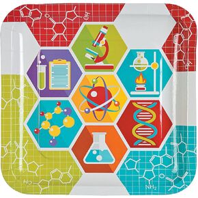 Fun Express - Science Party Dinner Plates (8pc) for Birthday - Party Supplies - Print Tableware - Print Plates & Bowls - Birthday - 8 Pieces