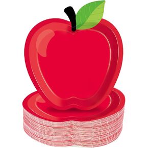 50PCS Back to School Party Paper Plates Red Apple Paper Plates Supplies First Day of School Party Decorations School Season Disposable Tableware for 50 Guests for Kindergarten Preschool Table Favor