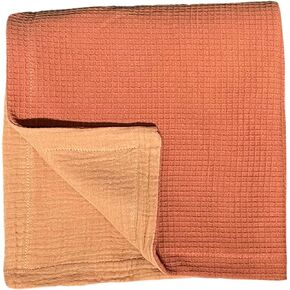 LEYL&ARI Waffle Baby Blanket | Organic Muslin and Waffle Weave Toddler Quilt | Toddler Blankets for Boys Girls (Earthly Rust/Clay)