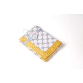 Bacati Grey Ikat Dots with Border Plush Blanket, Grey/Yellow, 30" x 40"