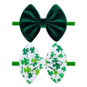 St. Patrick's Baby Headbands Bows Velvet Baby Girl Bows Green Leaves Nylon Headbands Newborn Hair Bow Shamrock Toddler Girl Headbands with Bows Infant Kids Hair Accessories