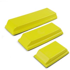 مجموعة قوالب الصنفرة 3 قطع، مجموعة أدوات الصنفرة اليدوية المستطيلة، 10 بوصة، 7.8 بوصة و4.7 بوصة، مجموعة أدوات الصنفرة اليدوية للخشب وإصلاح هياكل السيارات والطلاء والأعمال الخشبية والأثاث، باللون الأصفر in Kuwait