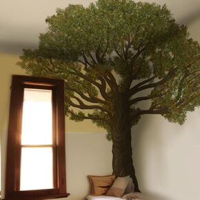 astrkiz Original Hand Drawn Large Oak Tree Branch Wall Decals Peel and Stick, PVC Realistic Tree Wall Murals, Birds Sticker Wall Art Decor for Boys Bedroom Neutral Gender Kids Room Playroom