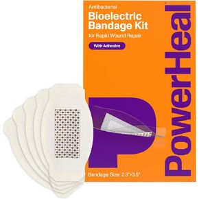 Bioelectric Bandage Kit for Wound Care & Fast Healing – 3-Layers w/Bioelectric Pad, Absorbent Pad, Adhesive + Wound Hydrogel – for Cuts, Abrasions, Blisters, Burns – 5-Pack, 2.3" x 3.5"
