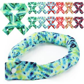12 Pcs Cooling Neck Wraps with Button Tie Dye Neck Cooler for Hot Weather Ice Cooling Bandana Scarf for Summer Heat Men Women (Assorted Color)