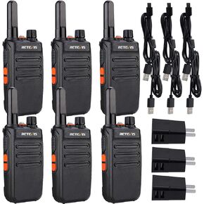 Retevis RB35 Walkie Talkie 6 Pack, Small and Lightweight Two Way Radios Rechargeable, Flashlight, Hands Free, Handheld Portable 2 Way Radio for Staff Grocery Stores Travel Gift Skiing Event