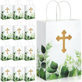 Dinifee 50 Pcs Baptism Gift Bag Christening Religious Party Bags Bulk First Communion Gifts for Boys Girls Christening Baby Shower
