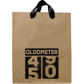 Funny Birthday Gift Bags, Oldometer 50th Birthday Gift Bag With Black Ribbon Handles, Medium Size Kraft Bag, Novelty Gift Bags, Gift Bag For Old People, Gift Bag For Friend
