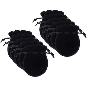Toyvian Gift Bags Velvet Bags Drawstring Jewelry Pouches Calabash Candy Pouches Party Favors for Wedding Shower Birthday - 7x9cm 10 Pcs (Black)