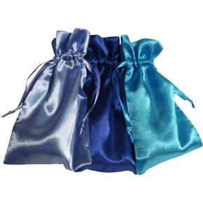 Tarot Bags: Blue Passion Colors Satin Bundle of 3: Royal Blue French Blue and Turquoise (5" X 8" Each)