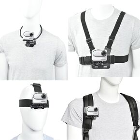 Fotoleey Accessory Kit for Insta360 go 3 Chest Strap Mount+ Neck Mount for Insta360+ Head Strap Mount, Backpack Clamp Mount Compatible with Insta360 X3, X2, GoPro Hero 12, Hero 11