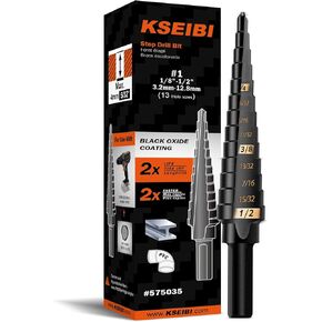 KSEIBI 598240 Industrial Grade Unibit 5-Pieces Step Drill Bits Set 3-Flat Shank, High-Speed Steel Metal Drill Bits Kit Black Oxide M2 for Drilling Stainless Steel, Aluminium, Wood in Kuwait