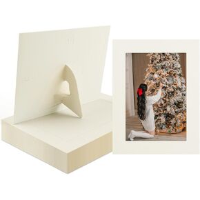 Golden State Art, 100 Pack, 5X7 Cardboard Photo Frame, Paper Picture Frame Cards with Easel for DIY, Graduations, Weddings, White with Silver Lining