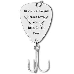 10th Anniversary Hook Gifts for Him Her 10 Years Anniversary Hooks for Husband Wife Fishing Lovers Gifts Fishing Lure Gifts for Men Fisherman Gifts for Husband Boyfriend 10th Couple Anniversary Hook
